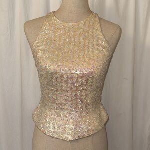 Vintage Carmen Marc Valvo Sleeveless Sequin/Beaded Top SZ 4